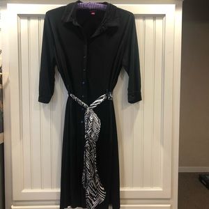 Merona black button down dress with zebra sash